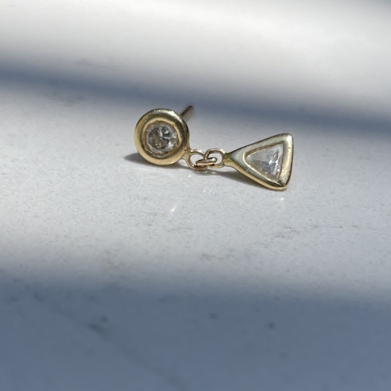 Jacquie Aiche 14k Yellow Gold Trillion Diamond Dangle Stud
