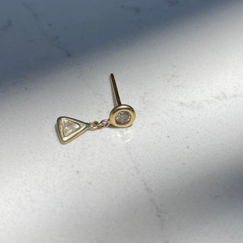 Jacquie Aiche 14k Yellow Gold Trillion Diamond Dangle Stud