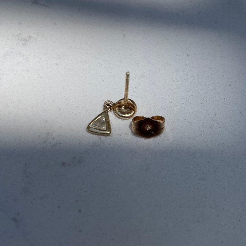 Jacquie Aiche 14k Yellow Gold Trillion Diamond Dangle Stud