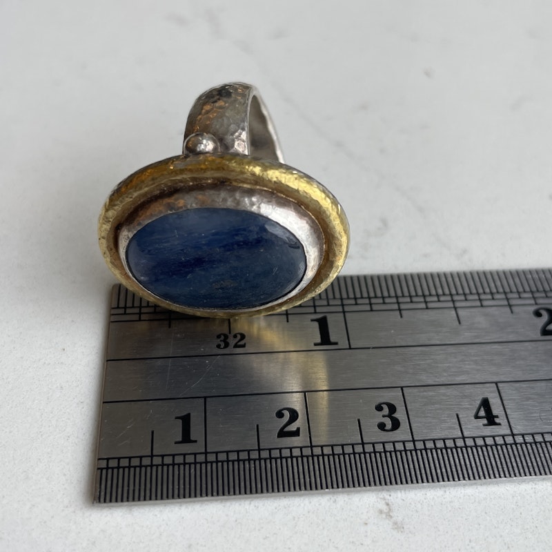 Gurhan Hammered Sterling Silver and 24k Gold Kyanite Ring