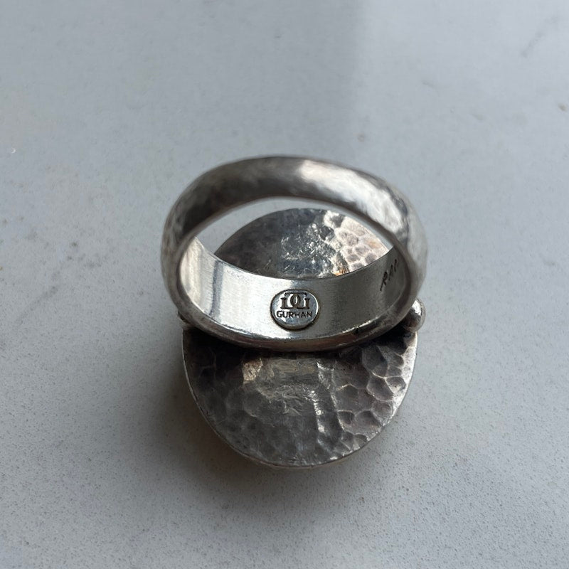 Gurhan Hammered Sterling Silver and 24k Gold Kyanite Ring