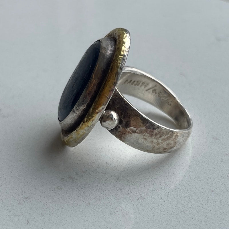 Gurhan Hammered Sterling Silver and 24k Gold Kyanite Ring