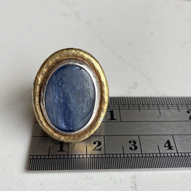 Gurhan Hammered Sterling Silver and 24k Gold Kyanite Ring