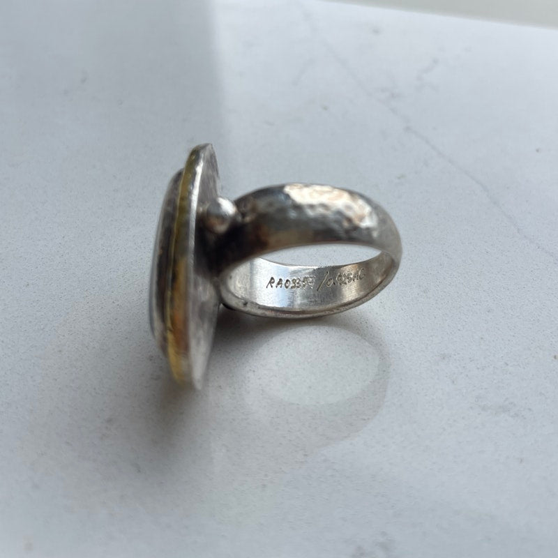 Gurhan Hammered Sterling Silver and 24k Gold Kyanite Ring