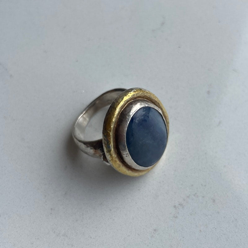 Gurhan Hammered Sterling Silver and 24k Gold Kyanite Ring