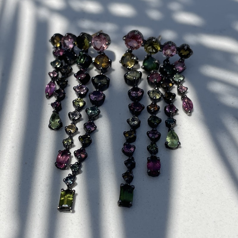 Siena Lasker Multi-Color Tourmaline Chandelier Earrings