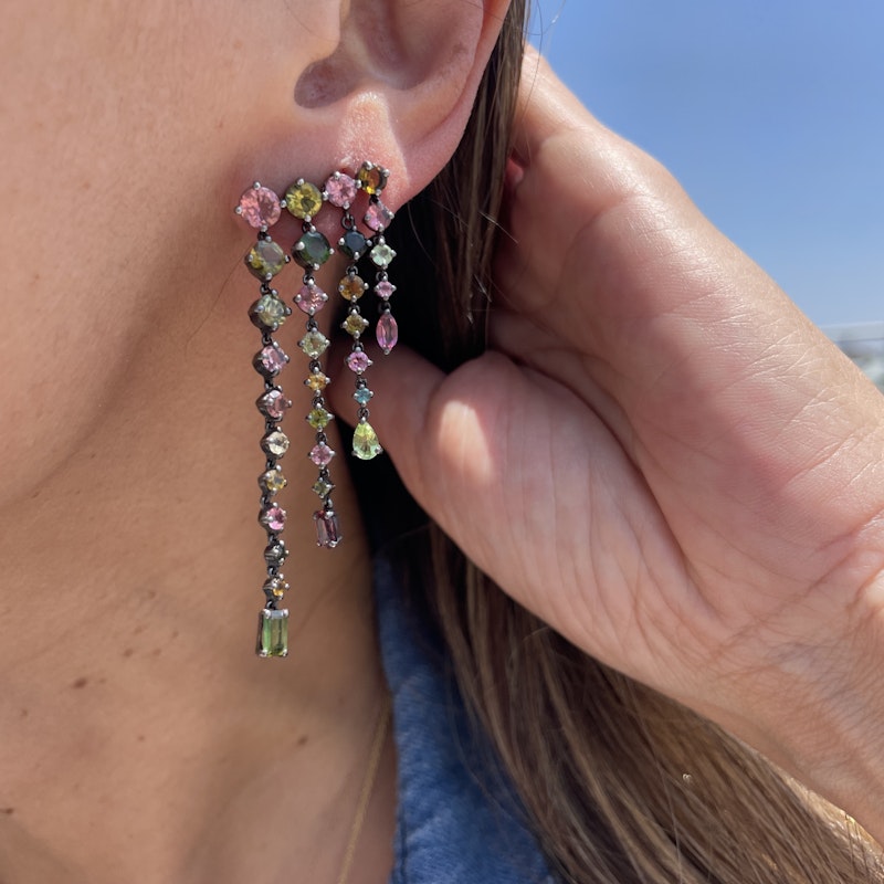 Siena Lasker Multi-Color Tourmaline Chandelier Earrings