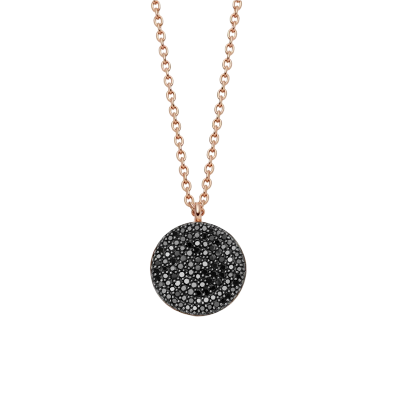 Astley Clarke Icon Rose Gold Black Diamond Pendant Locket Necklace