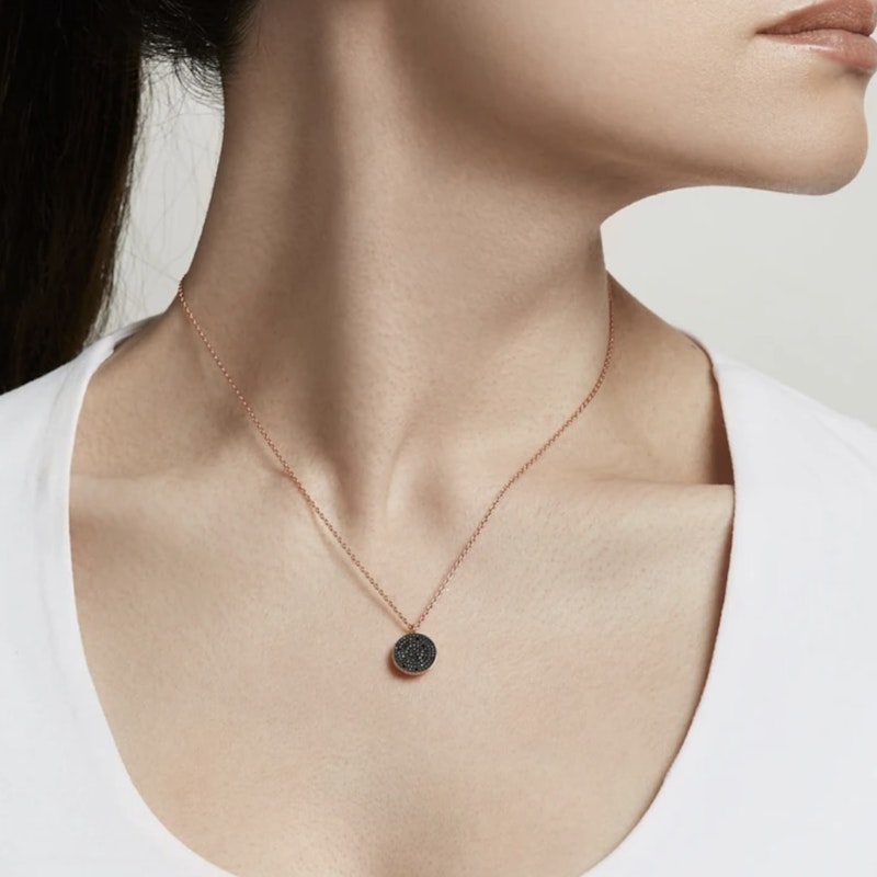 Astley Clarke Icon Rose Gold Black Diamond Pendant Locket Necklace