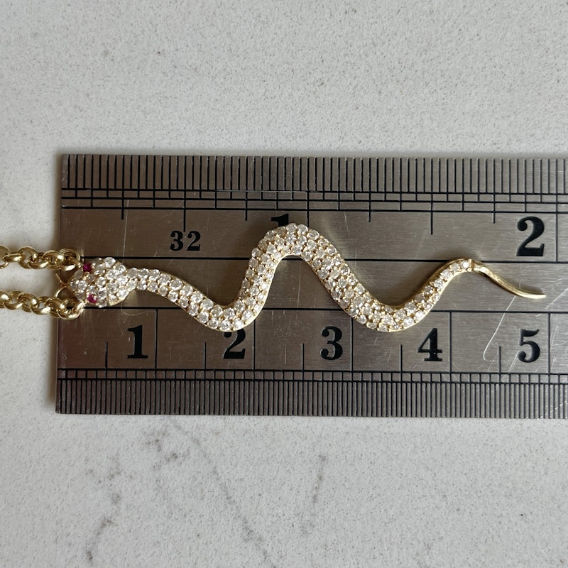 La Muse Gems 14k Ruby and Diamond Serpent Pendant Necklace