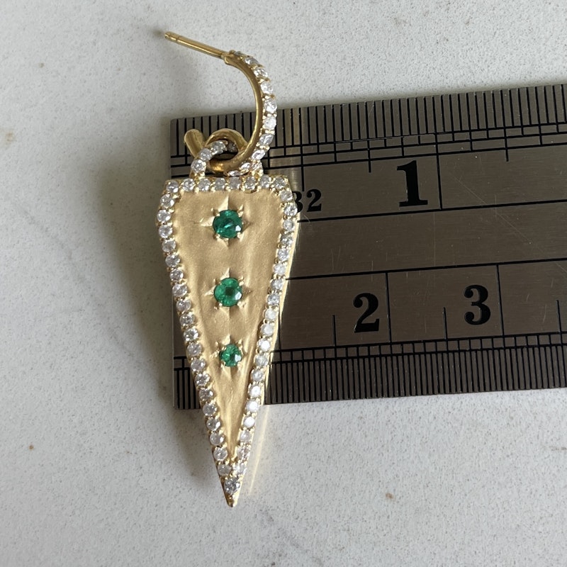 La Muse Gems Emerald and Diamond Triangle Dagger Earrings