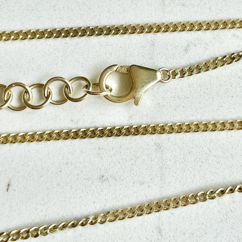 14k Yellow Gold Pink Sapphire Heart Curb Chain Necklace