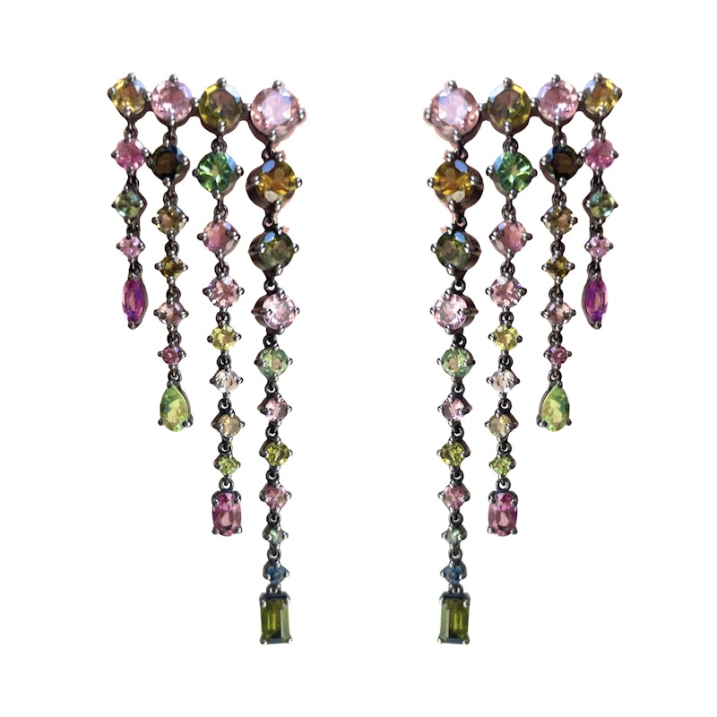 Siena Lasker Multi-Color Tourmaline Chandelier Earrings