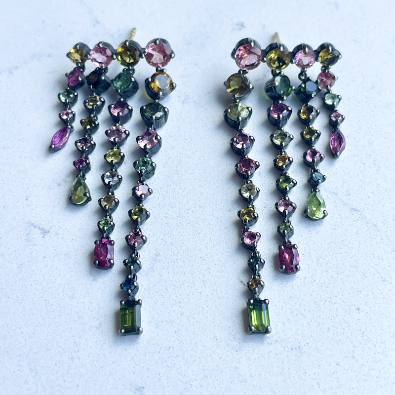 Siena Lasker Multi-Color Tourmaline Chandelier Earrings