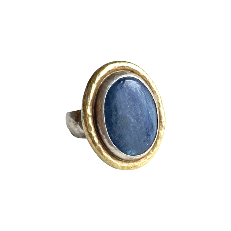 Gurhan Hammered Sterling Silver and 24k Gold Kyanite Ring
