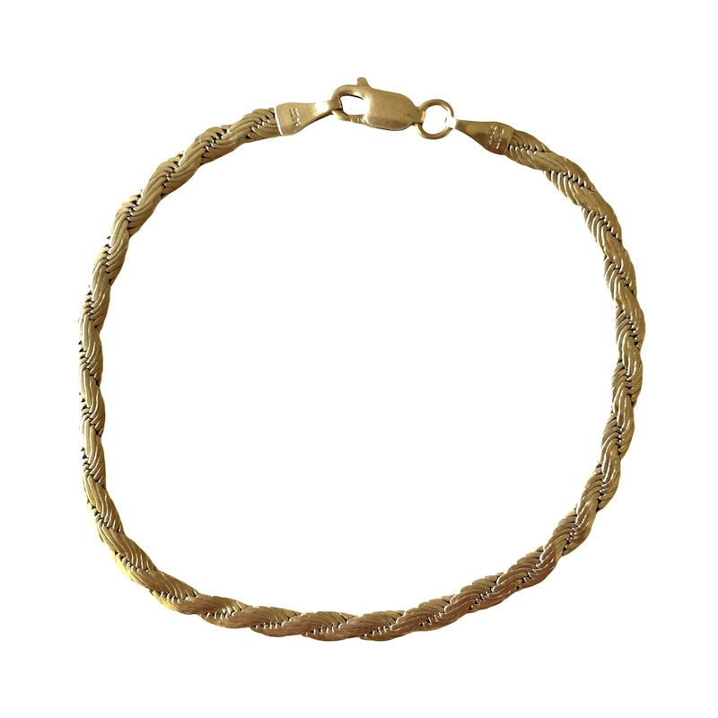 Vintage 14k Yellow Gold Braided Herringbone Bracelet