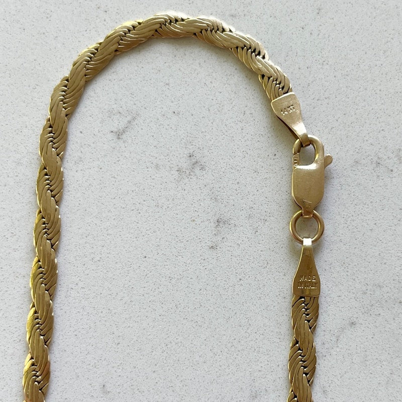Vintage 14k Yellow Gold Braided Herringbone Bracelet