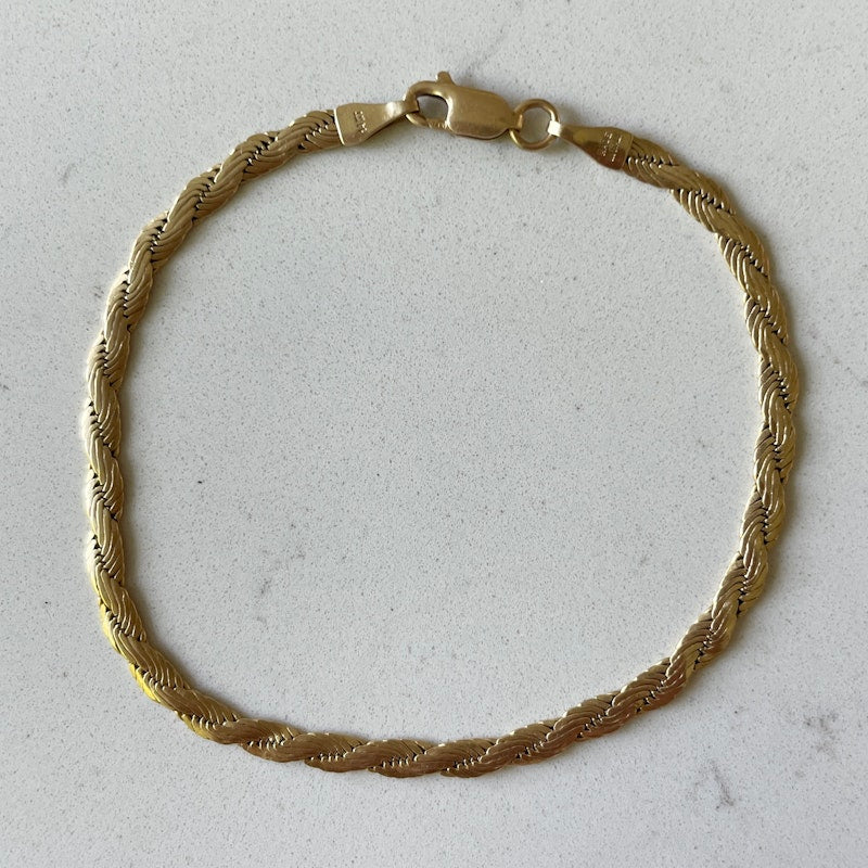 Vintage 14k Yellow Gold Braided Herringbone Bracelet