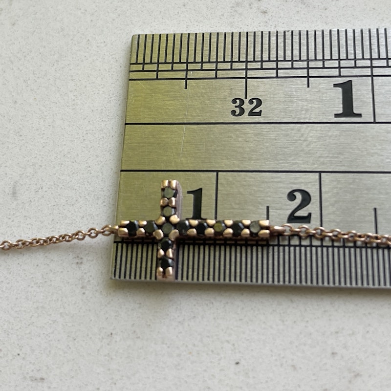 Roseark 14k Rose Gold Black Diamond Sideways Cross Necklace