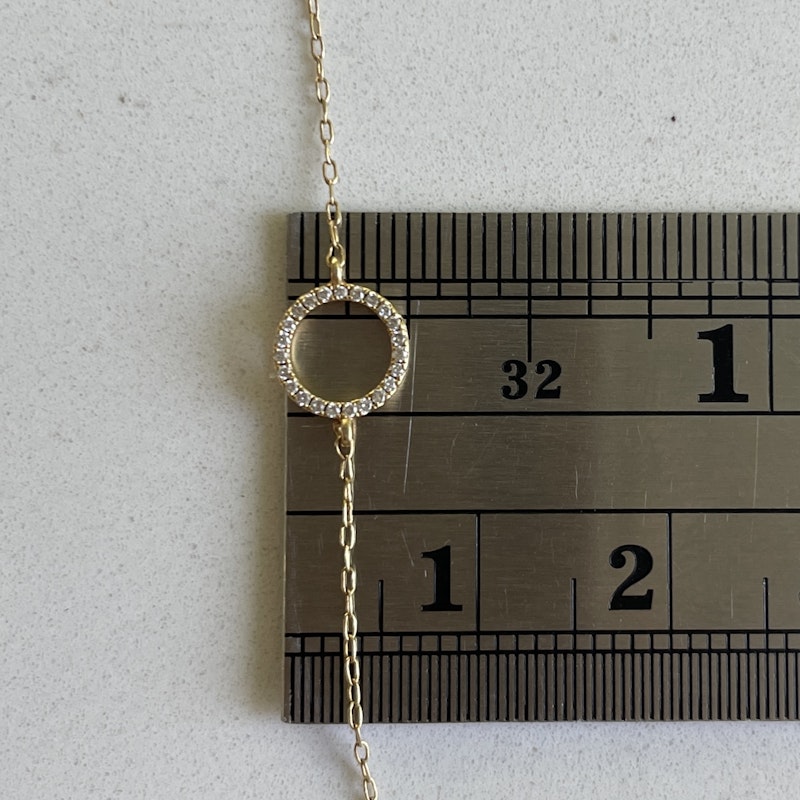 18k Yellow Gold Pavé Diamond Circle Disc Bracelet