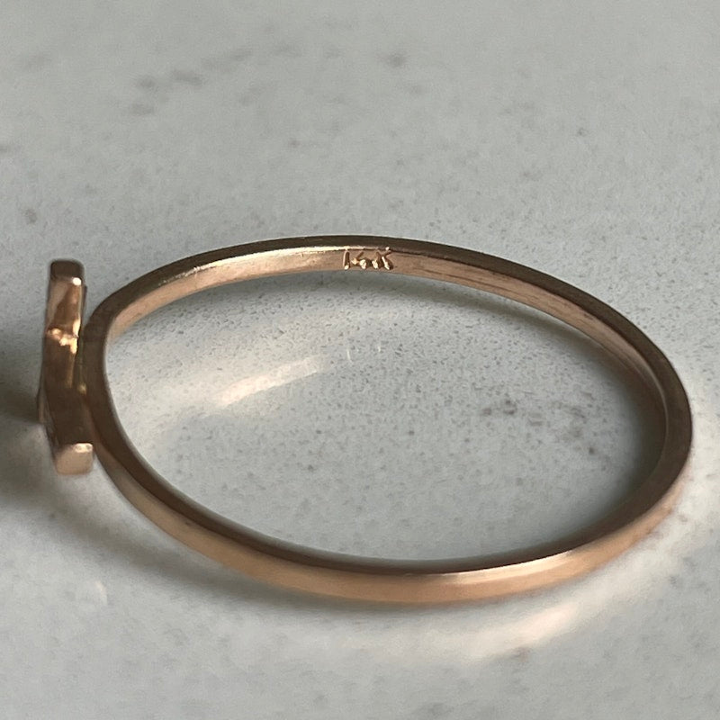14k Rose Gold and Diamond Sideways Cross Ring