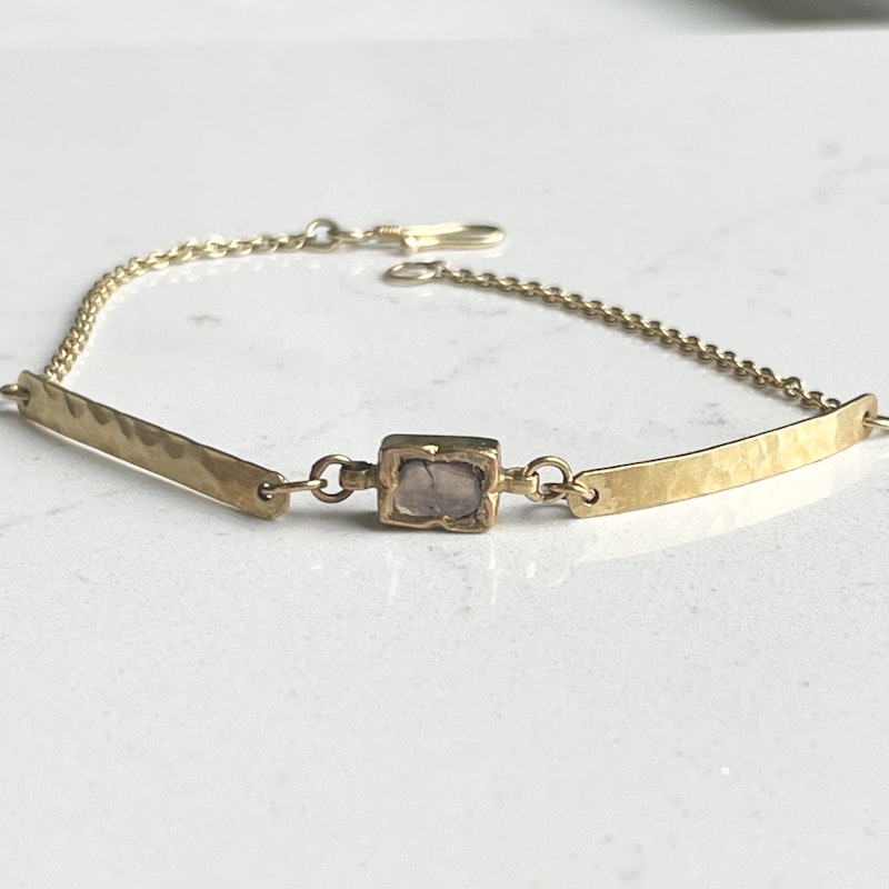 18k Yellow Gold and Raw Diamond Bracelet