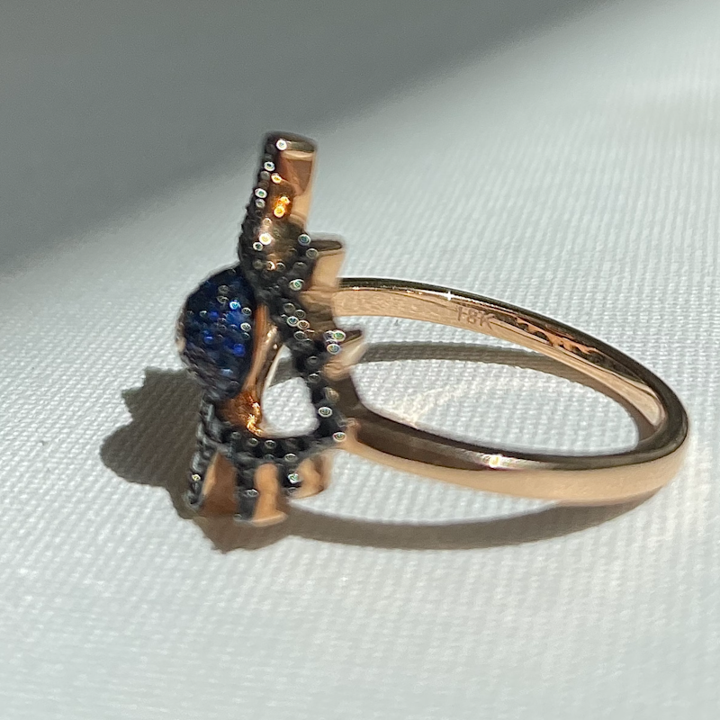 18k Rose Gold Diamond Sapphire Protection Evil Eye Ring