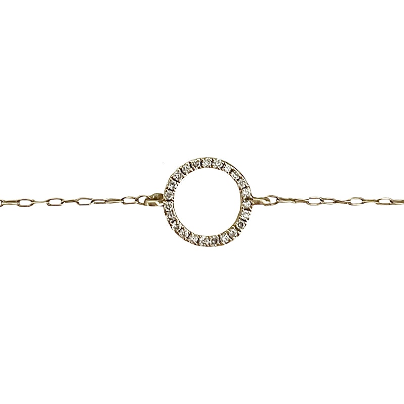 18k Yellow Gold Pavé Diamond Circle Disc Bracelet