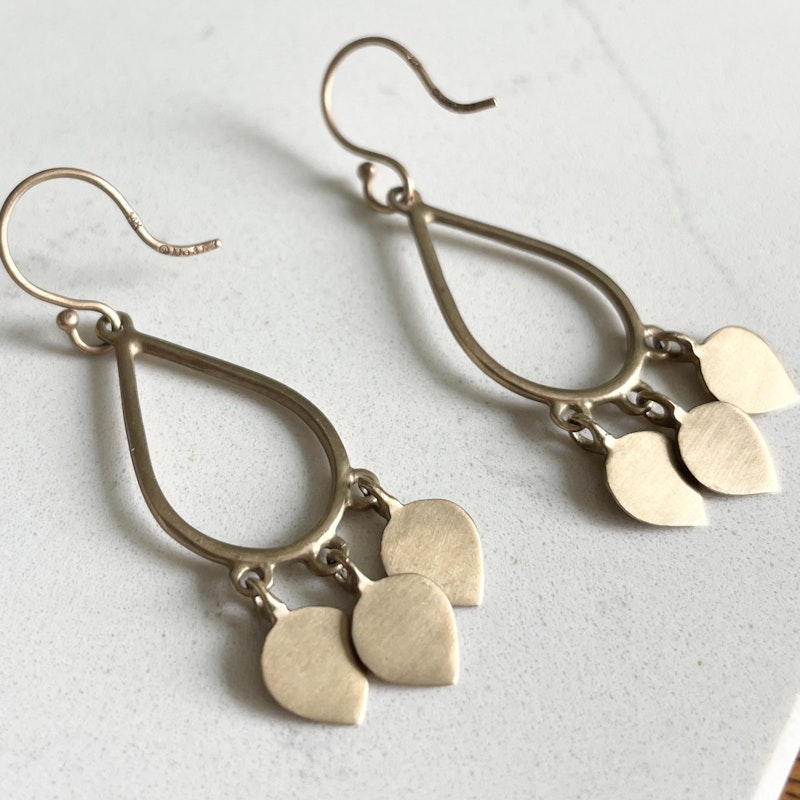 Me&Ro 14k Gold Lotus Drop Earrings