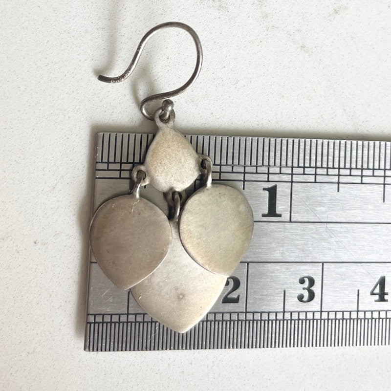 Me&Ro Brushed Silver Lotus Dangle Earrings