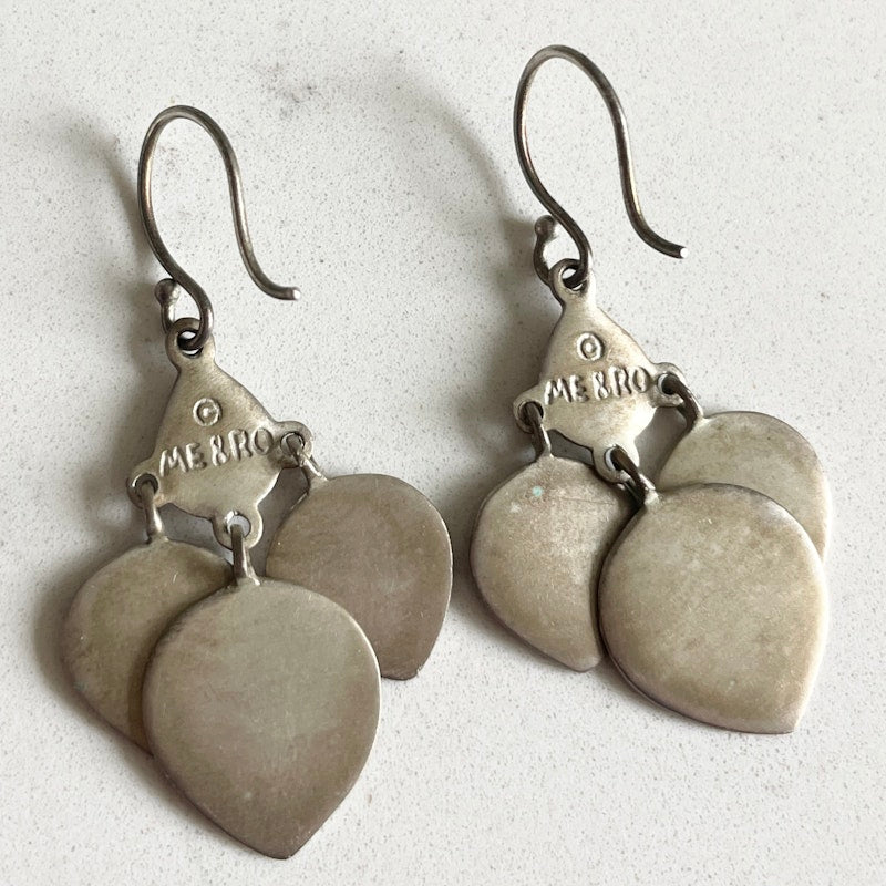 Me&Ro Brushed Silver Lotus Dangle Earrings