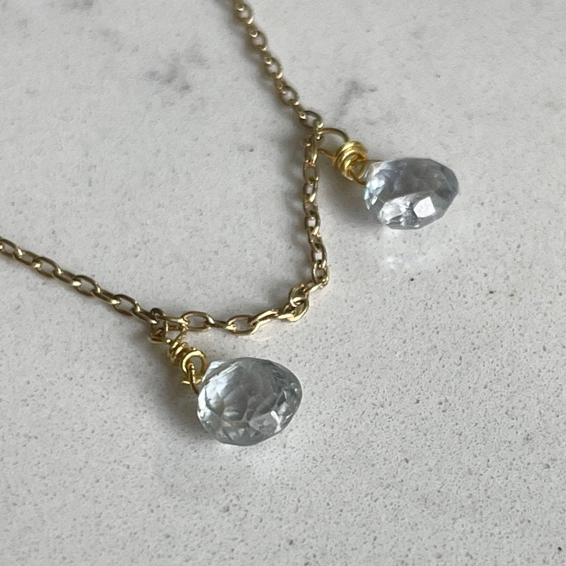 18k Yellow Gold and Aquamarine Thorn Cross Necklace