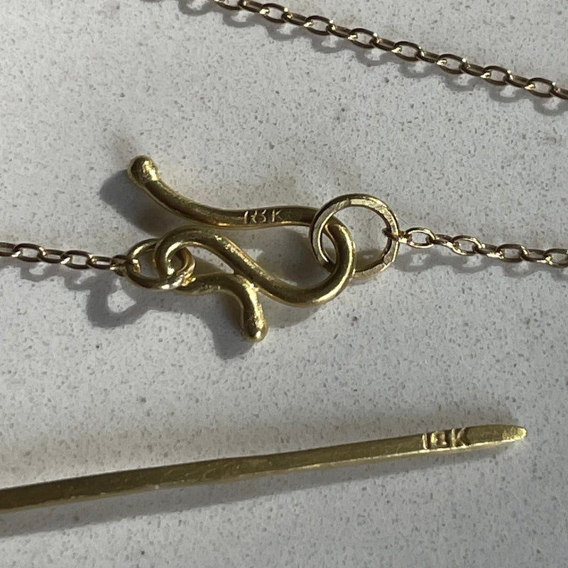 18k Yellow Gold and Aquamarine Thorn Cross Necklace