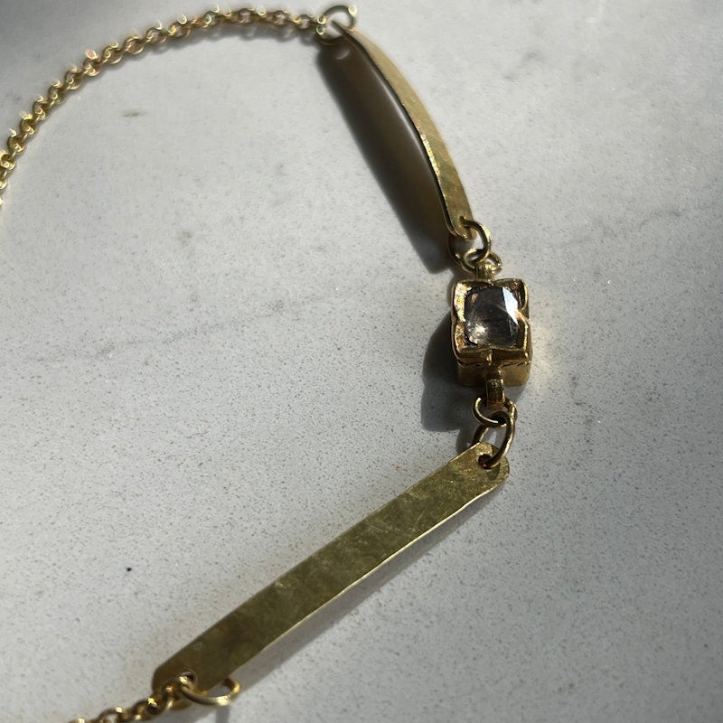 18k Yellow Gold and Raw Diamond Bracelet