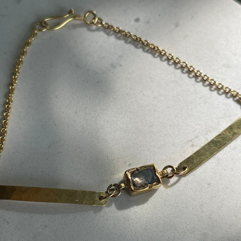 18k Yellow Gold and Raw Diamond Bracelet