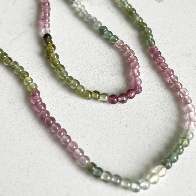 Multi Color Beaded Tourmaline Flower Charm Necklace
