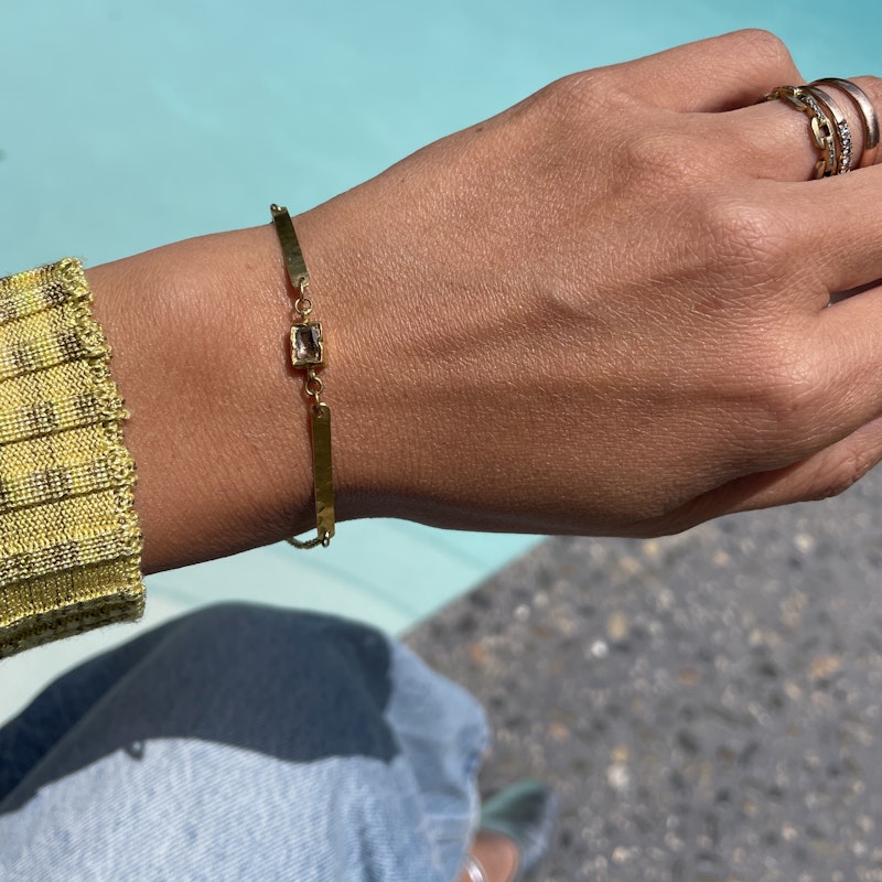 18k Yellow Gold and Raw Diamond Bracelet
