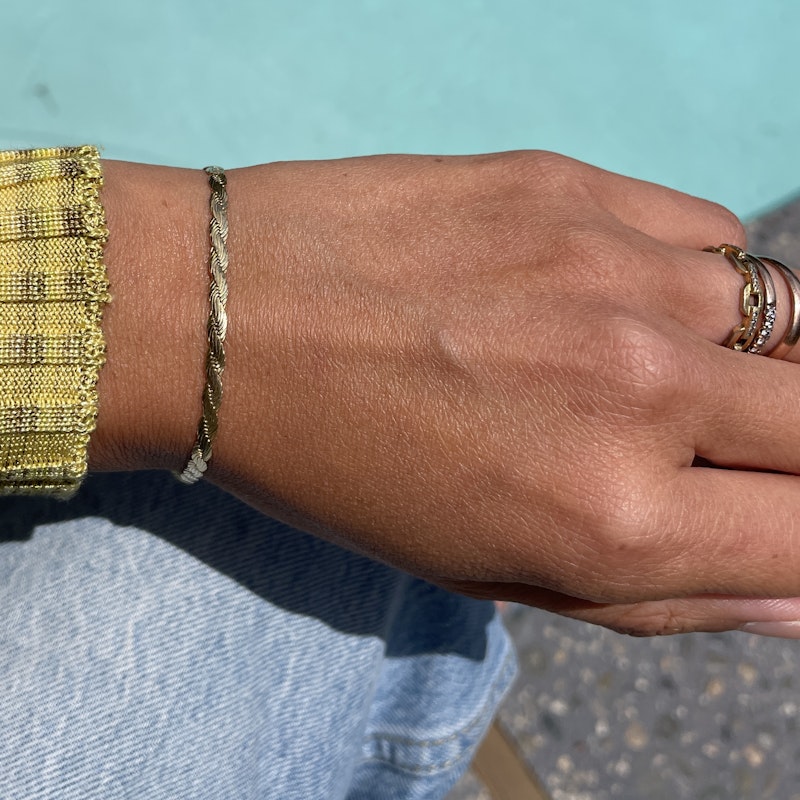 Vintage 14k Yellow Gold Braided Herringbone Bracelet
