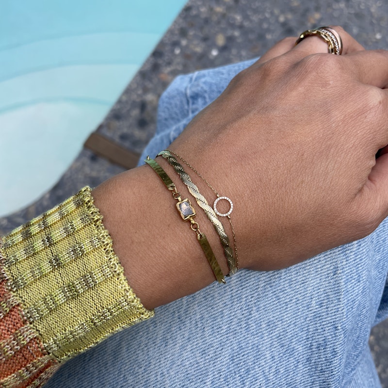 Vintage 14k Yellow Gold Braided Herringbone Bracelet