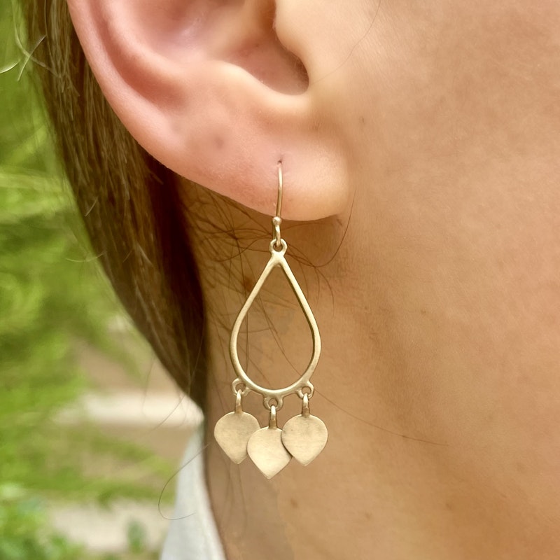 Me&Ro 14k Gold Lotus Drop Earrings