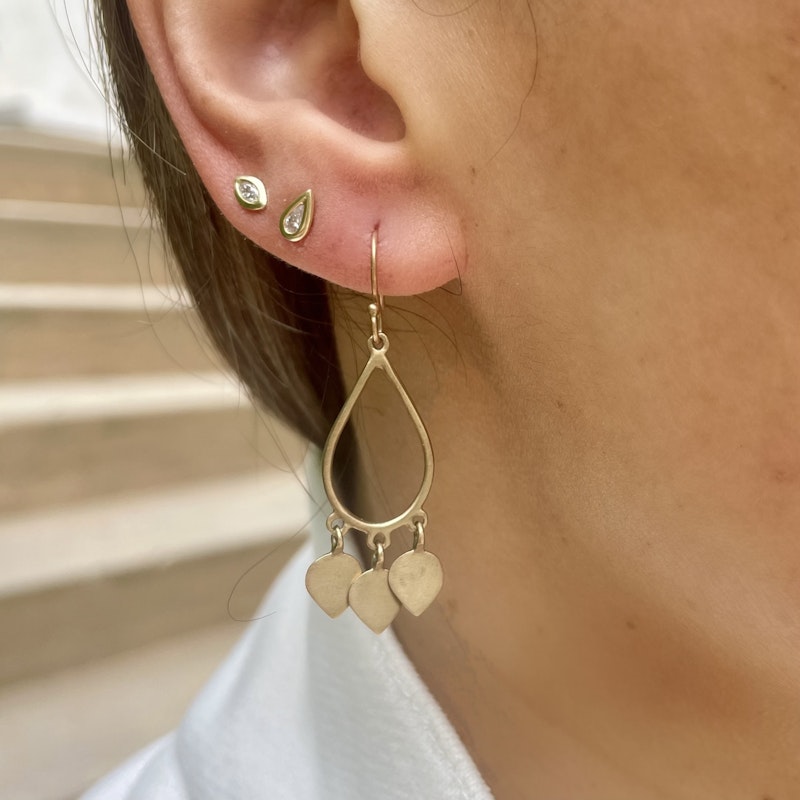 Me&Ro 14k Gold Lotus Drop Earrings