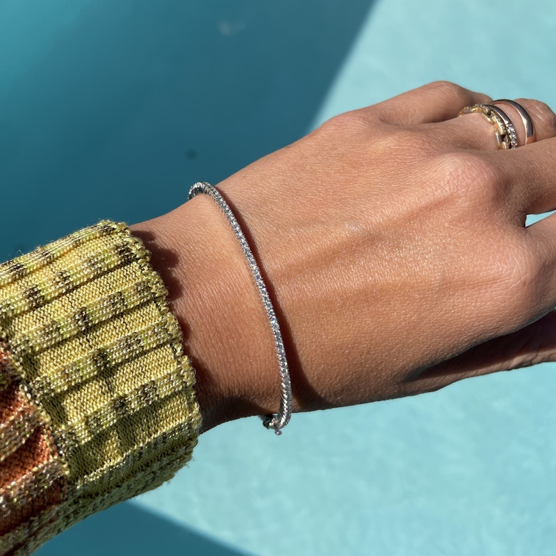18k White Gold Eternity Diamond Bangle Bracelet