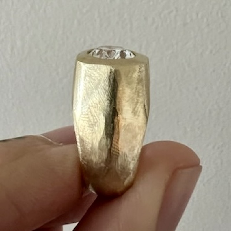 14k Yellow Gold Bezel Set Oval Diamond Ring 3.25ctw