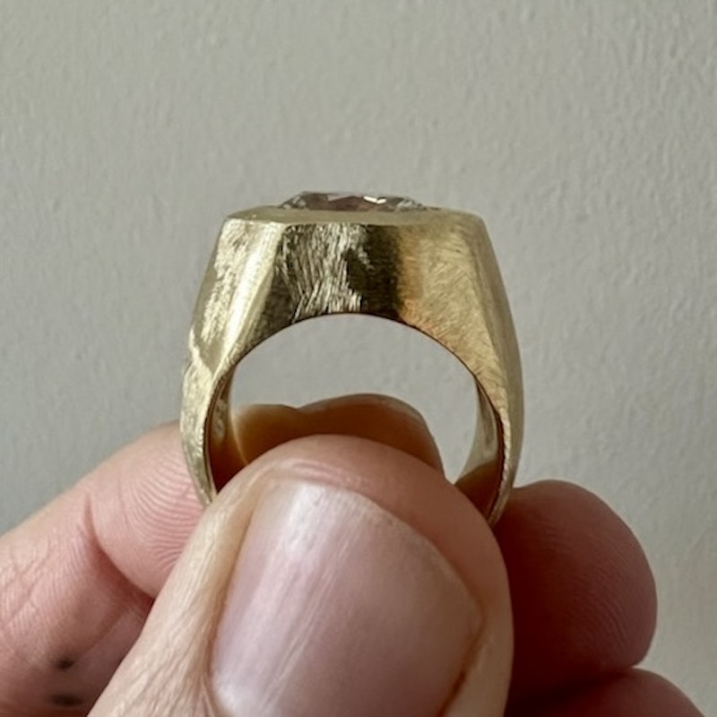 14k Yellow Gold Bezel Set Oval Diamond Ring 3.25ctw