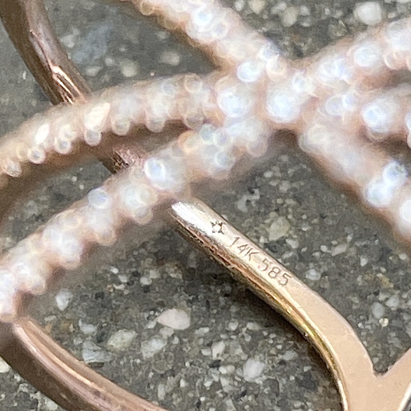 14k Rose Gold Diamond Crossover X Ring