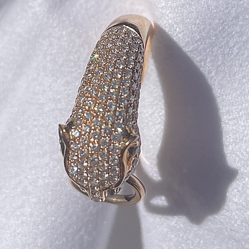18k Rose Gold Diamond and Ruby Eye Panther Ring