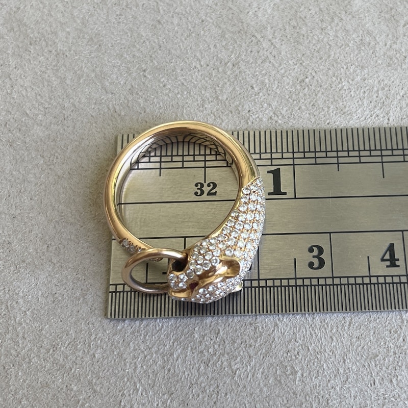 18k Rose Gold Diamond and Ruby Eye Panther Ring