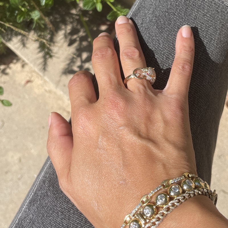 18k Rose Gold Diamond and Ruby Eye Panther Ring
