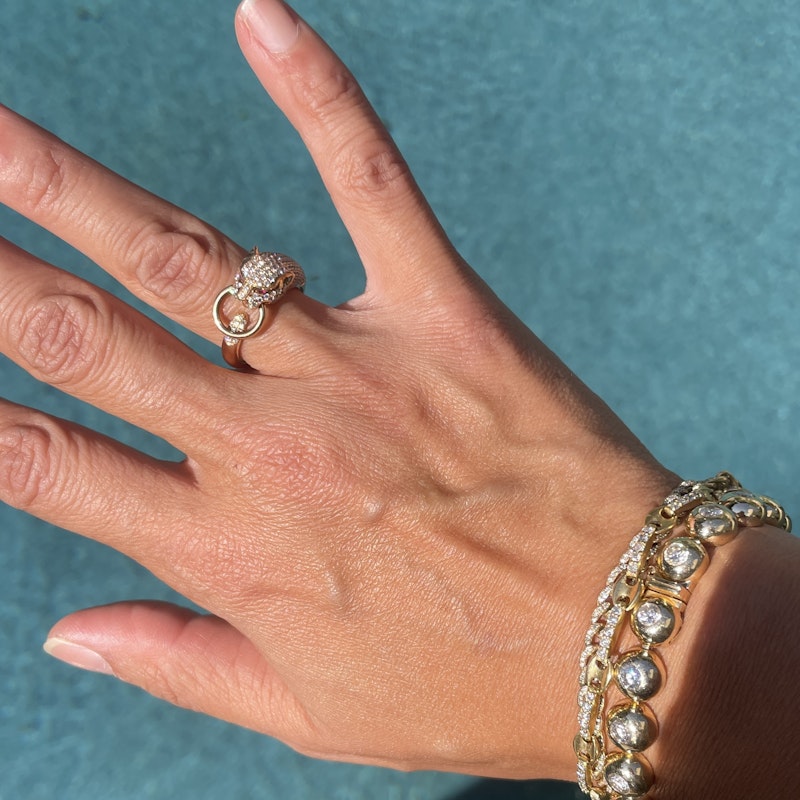 18k Rose Gold Diamond and Ruby Eye Panther Ring