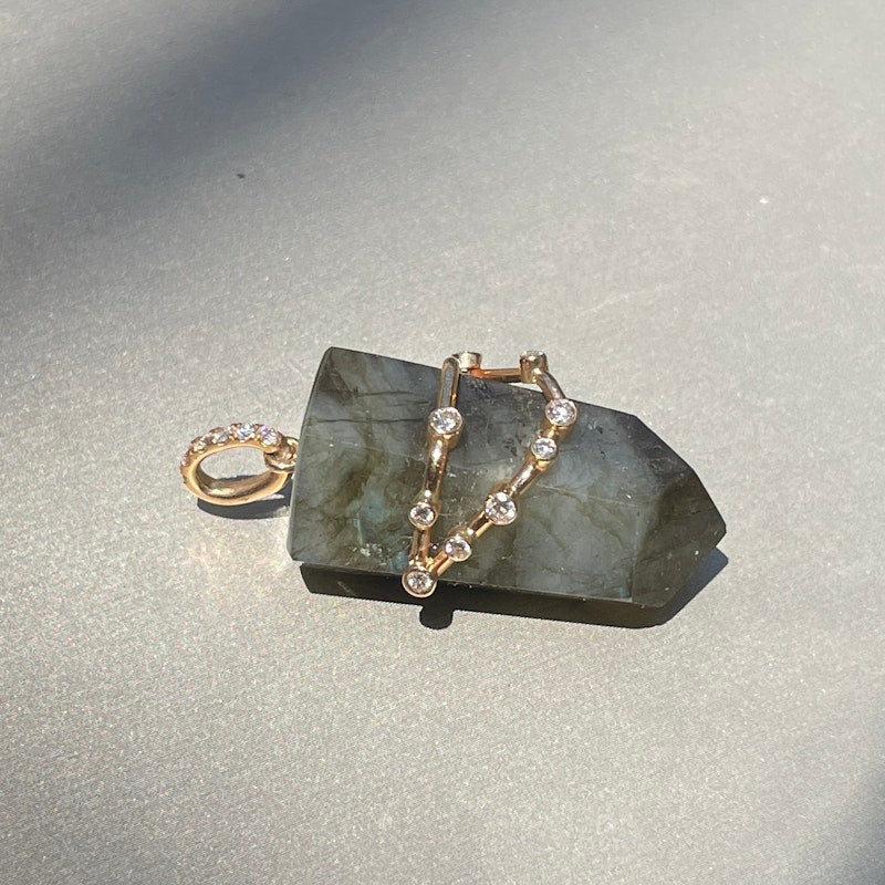 18k Labradorite and Diamond Capricorn Constellation Pendant